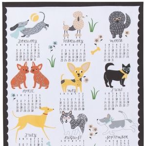 Now Designs Canine Calendar 2020 Tea Towel NWT